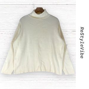 LANE BRYANT Women’s Size 18/20 Sweater Turtleneck Style Cream Cotton Knit